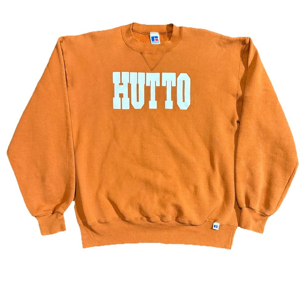 Vintage Russell Athletic University of Texas HUTTO Crewneck Sweatshirt USA Large